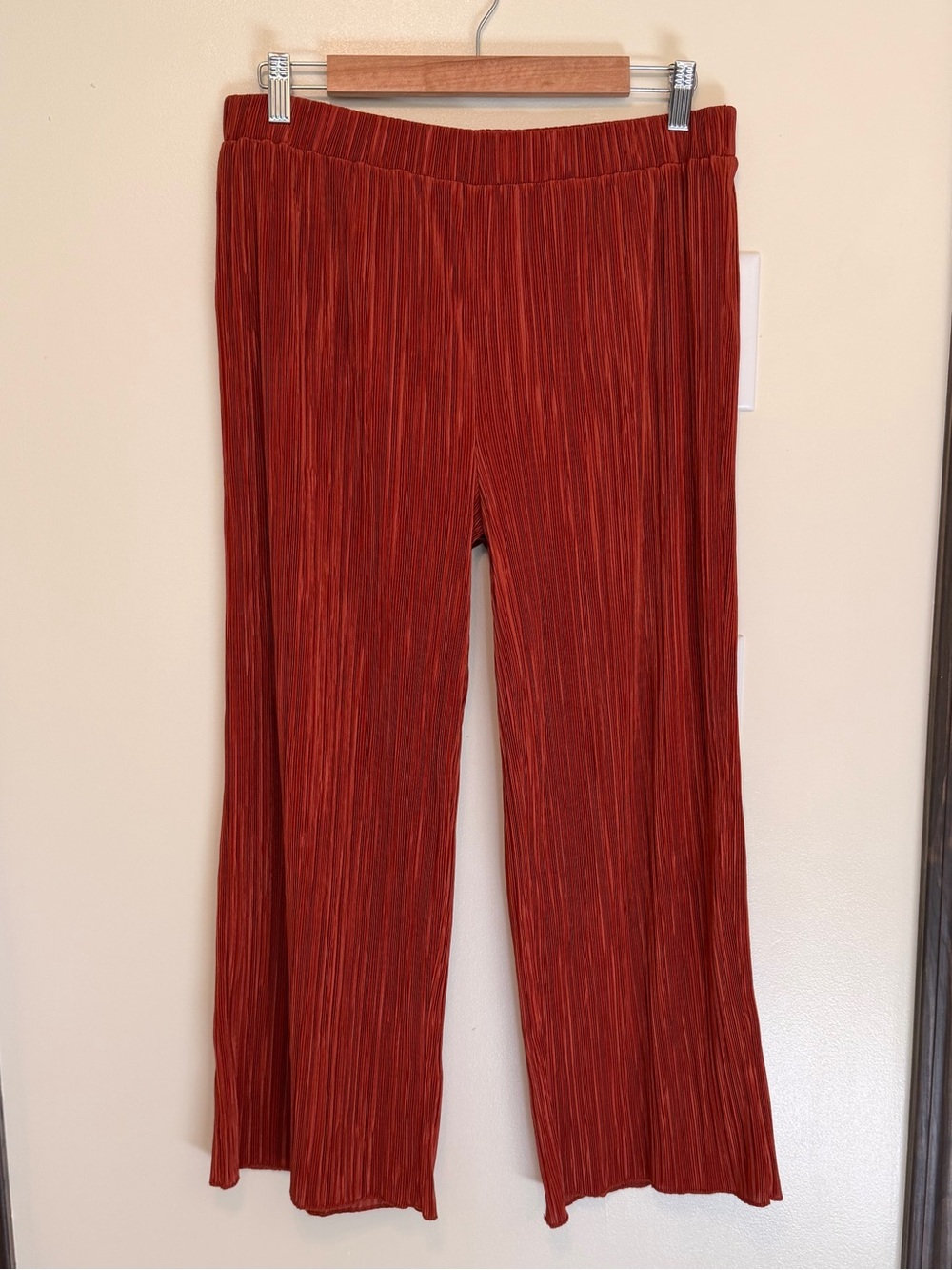Madewell Orange Pleated Ribbed Wide-Leg Pants